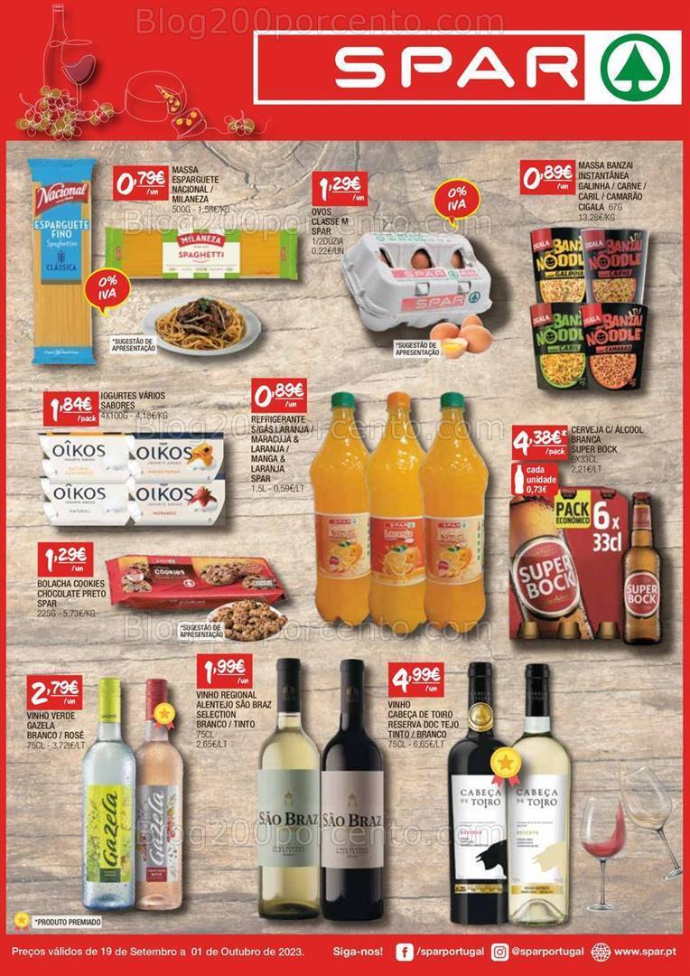 Antevisão Folheto SPAR Promoções de 19 setembro a 1 outubro