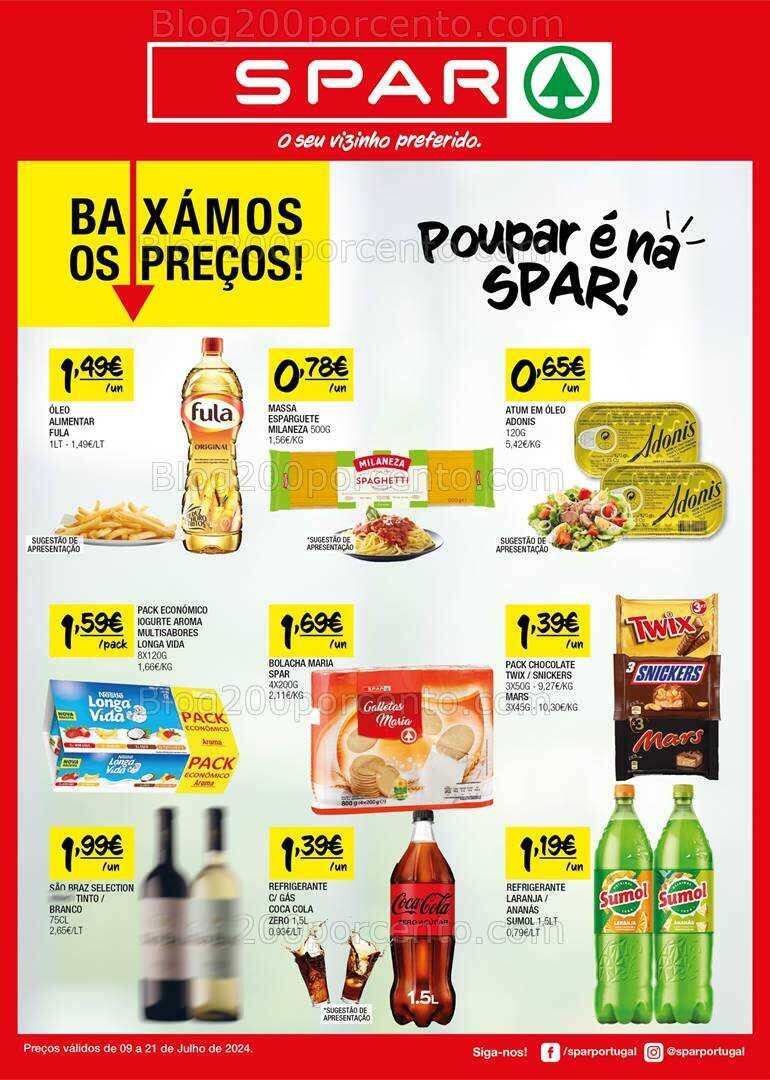Antevisão Folheto SPAR Promoções de 9 a 21 julho