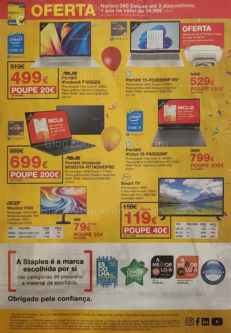 Antevisão Folheto STAPLES Promoções de 8 a 22 maio