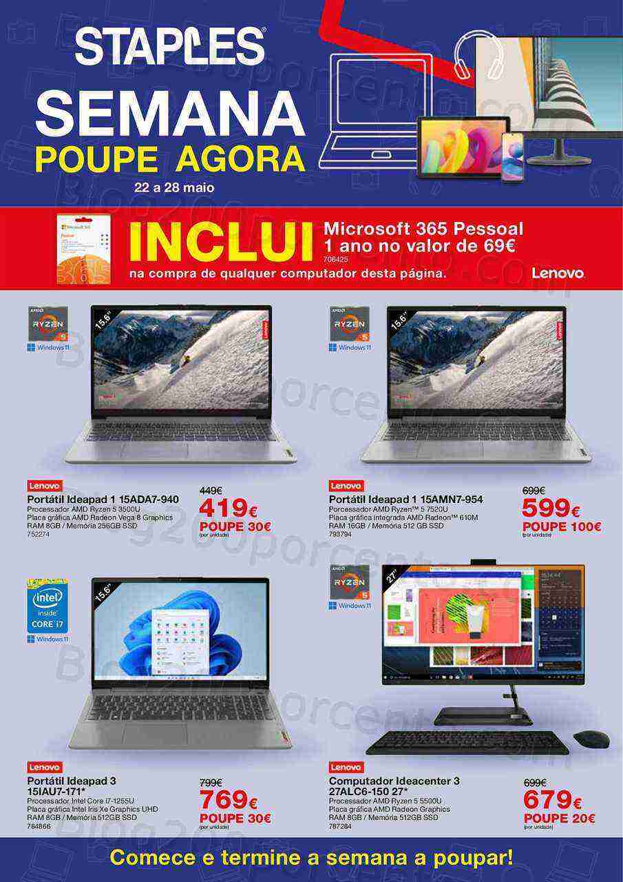 Antevisão Folheto STAPLES Promoções de 22 a 28 maio