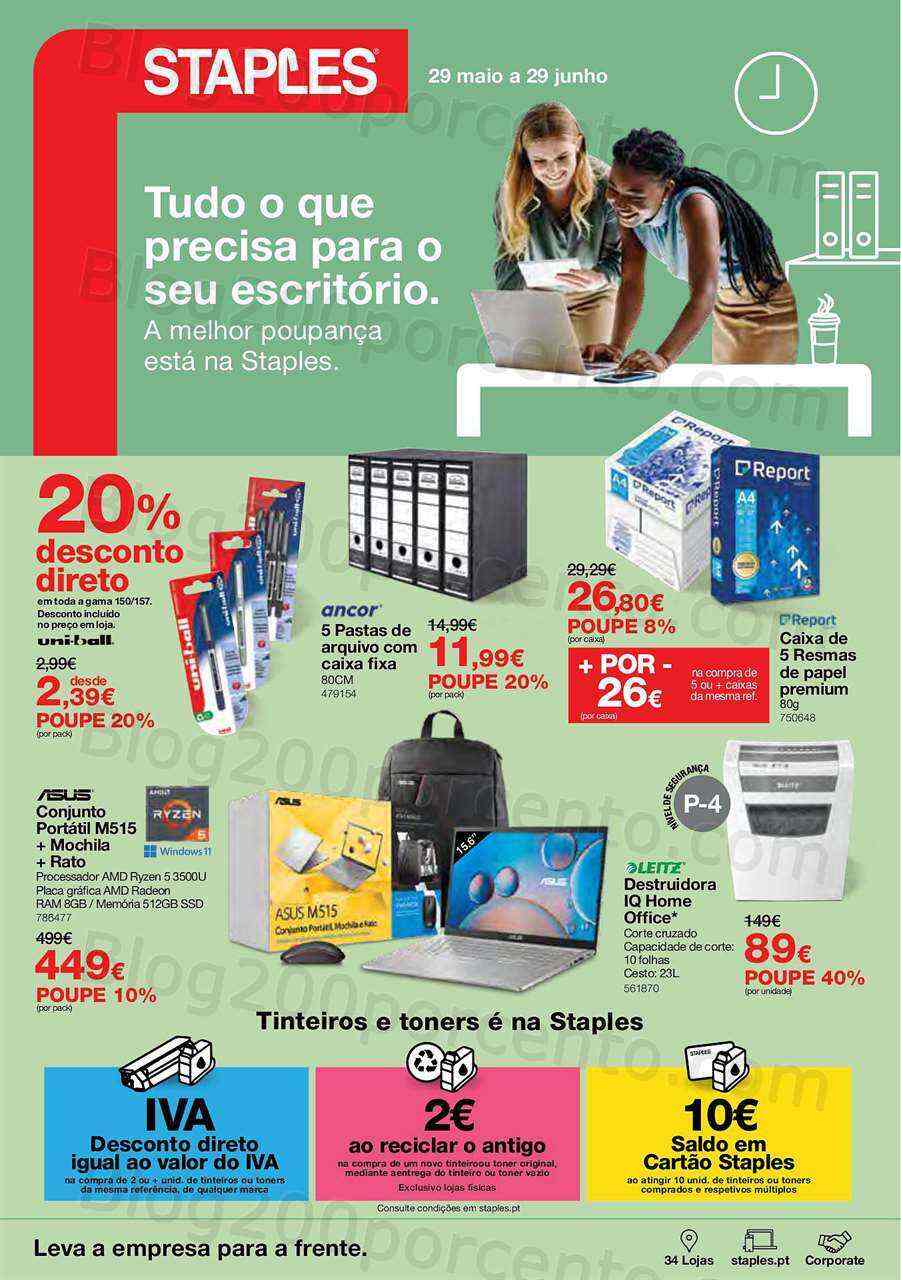 Antevisão Folheto STAPLES Promoções de 29 maio a 29 junho