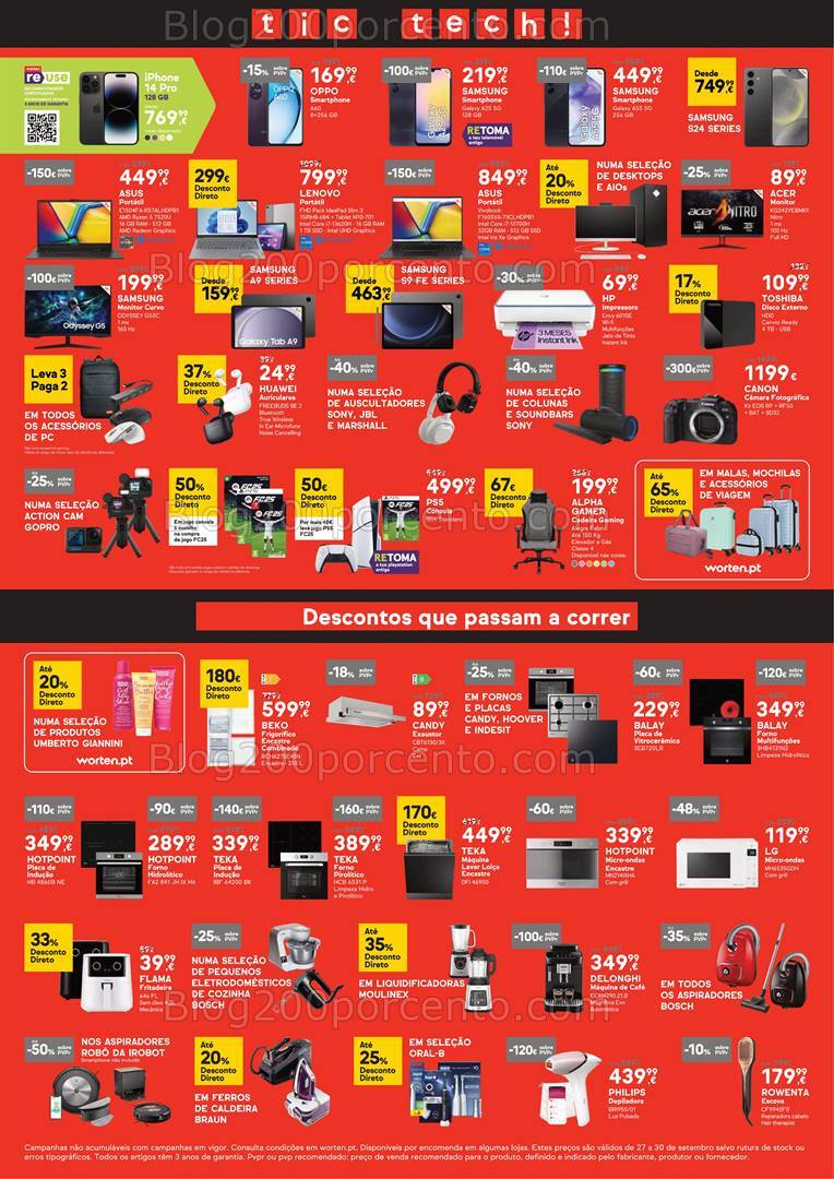 Antevisão Folheto WORTEN Tic Tech Promoções Fim de Semana - 27 a 30 setembro