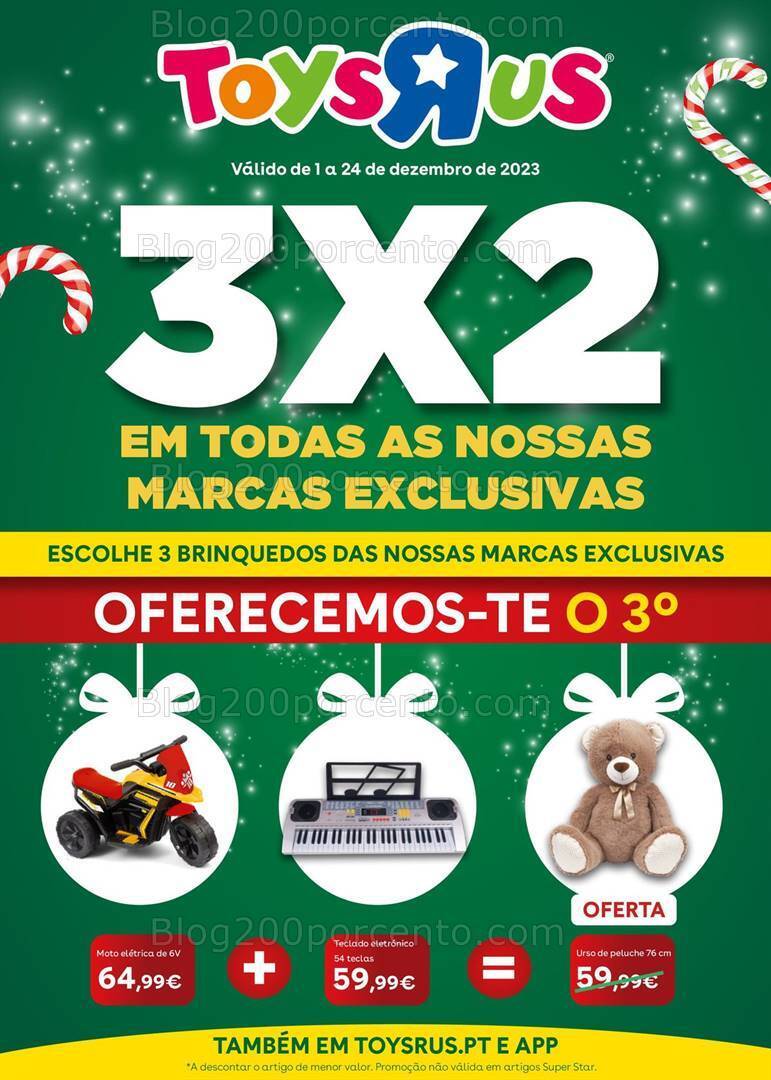 Antevisão Folheto TOYSRUS Leve 3 Pague 2 Promoções de 1 a 24 dezembro