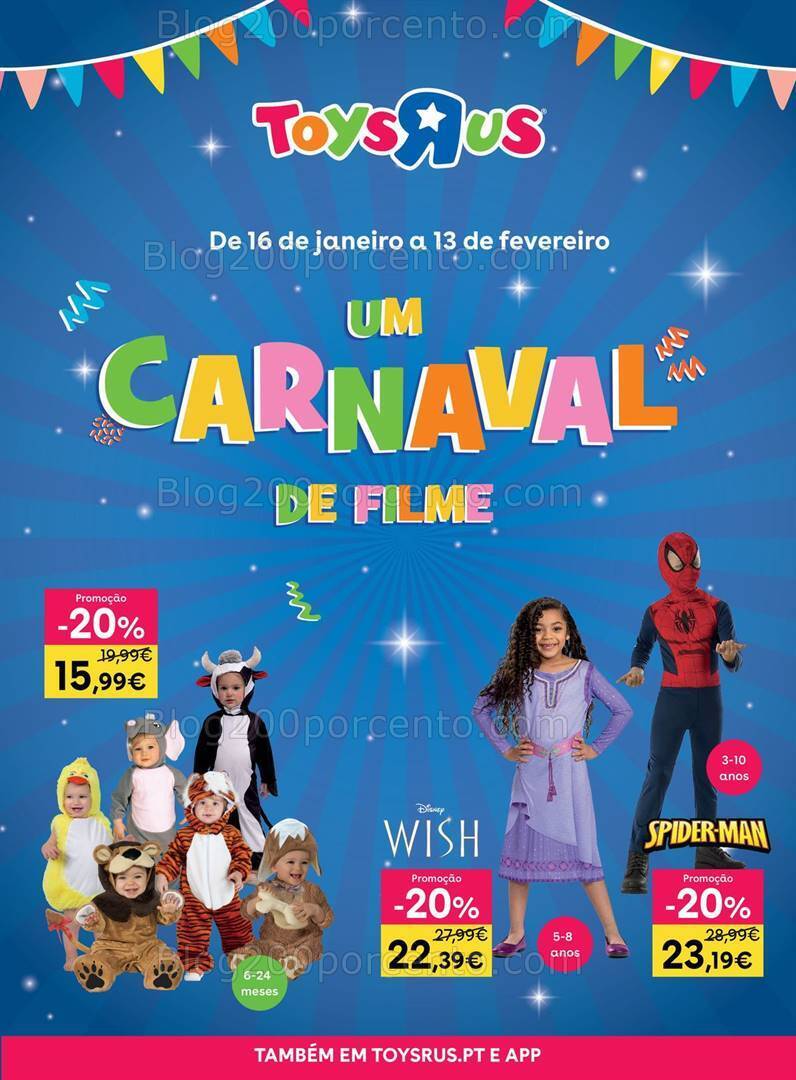 Antevisão Folheto TOYSRUS Carnaval Promoções de 16 janeiro a 13 fevereiro