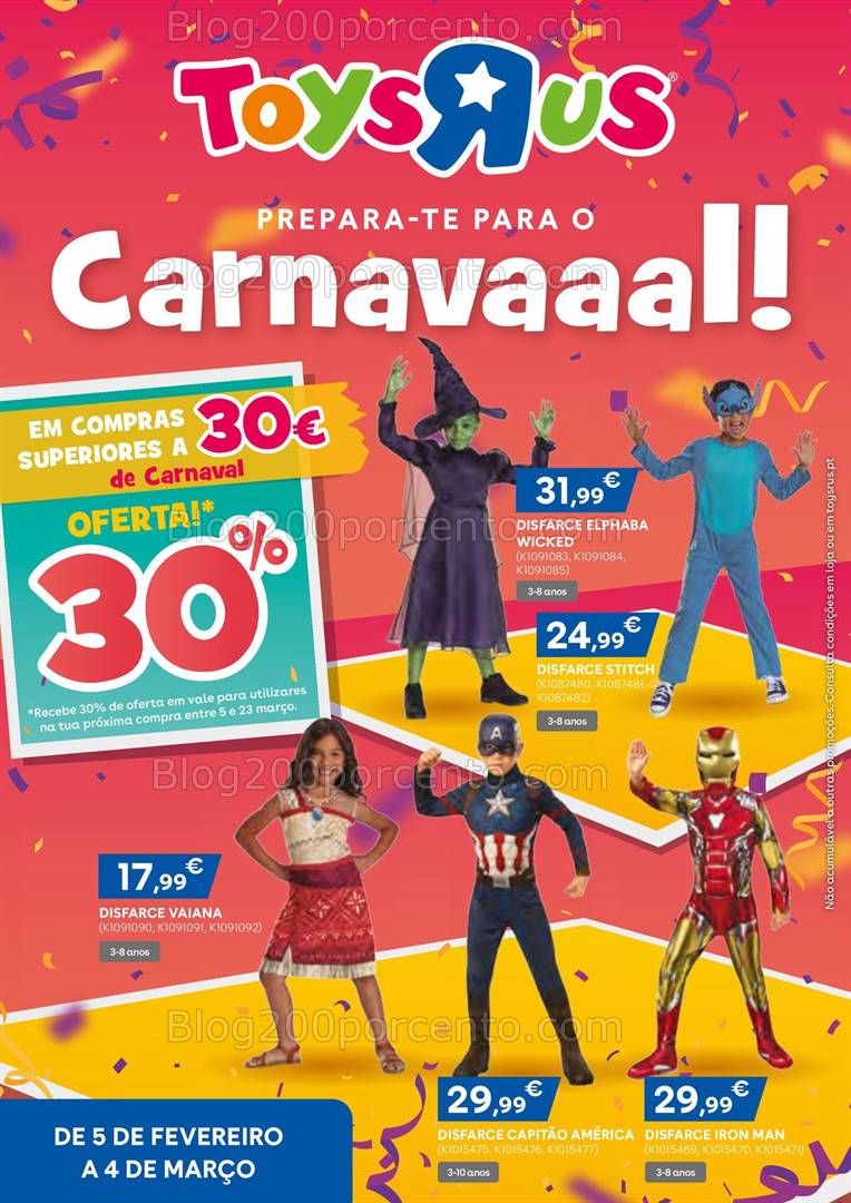 Antevisão Folheto TOYSRUS Carnaval Promoções até 4 março