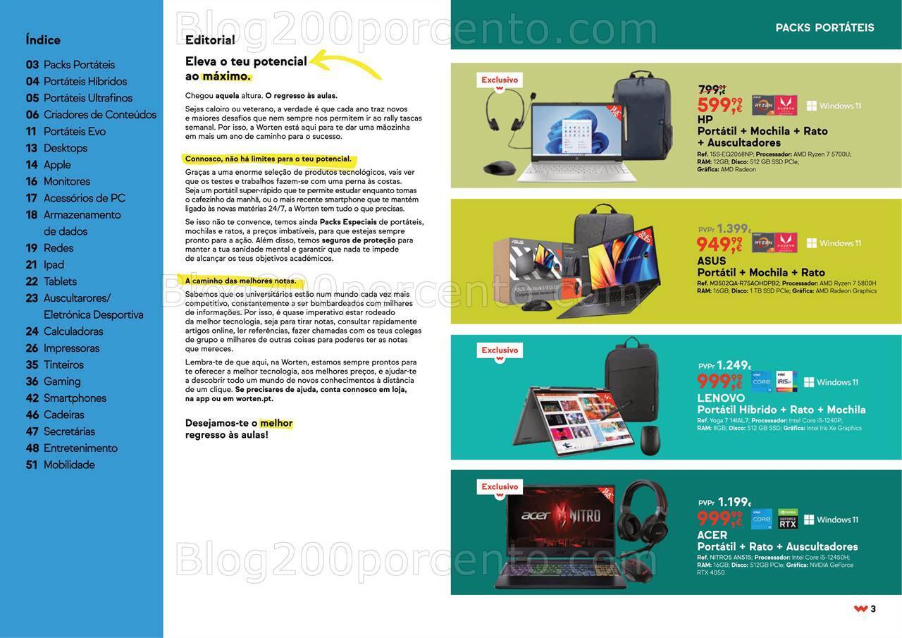 Antevisão Folheto WORTEN Especial Universidade Promoções até 17 outubro