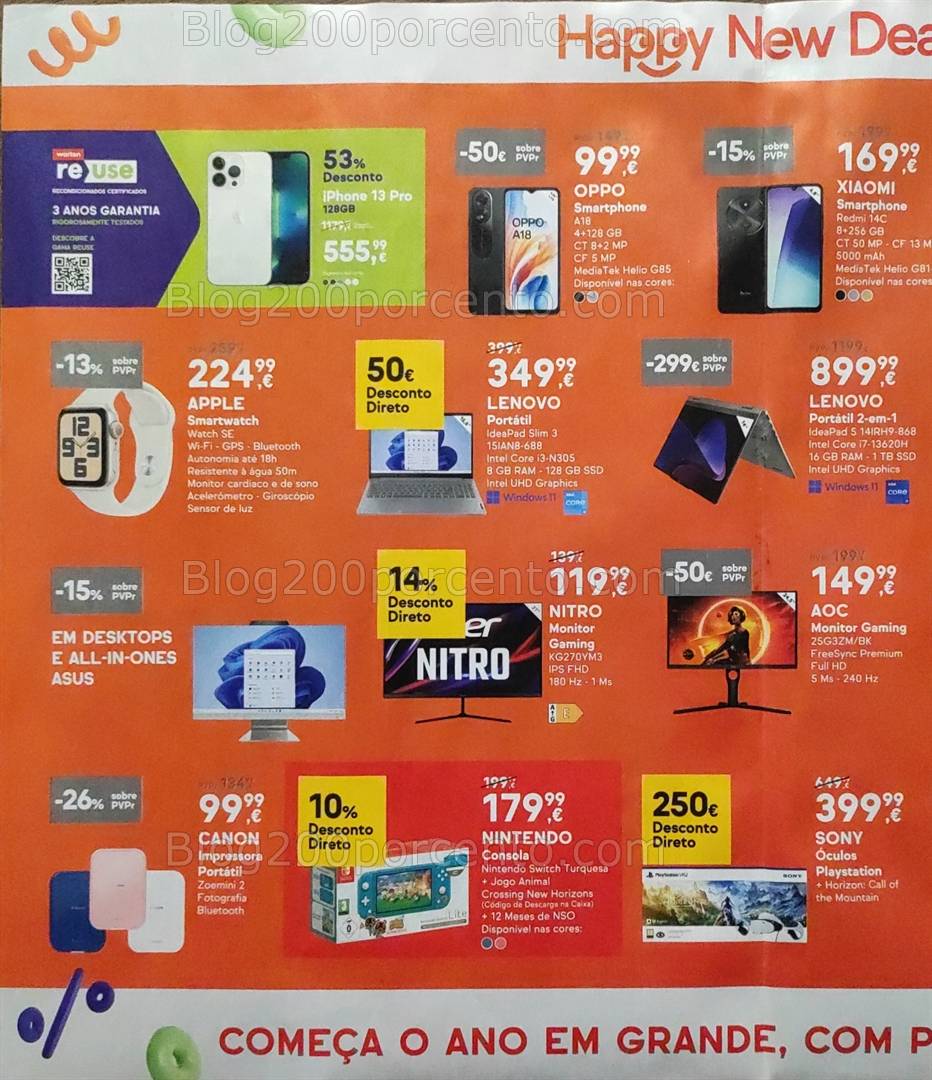 Antevisão Folheto WORTEN Happy New Deals Promoções de 2 a 6 janeiro