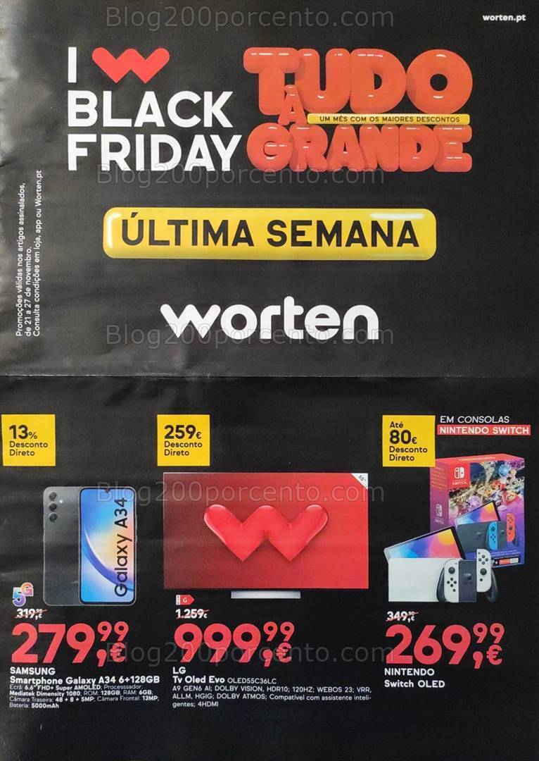 Antevisão Folheto WORTEN Black Friday Promoções de 21 a 27 novembro