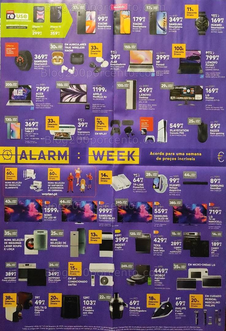 Antevisão Folheto WORTEN Alarm Week Promoções de 1 a 5 fevereiro