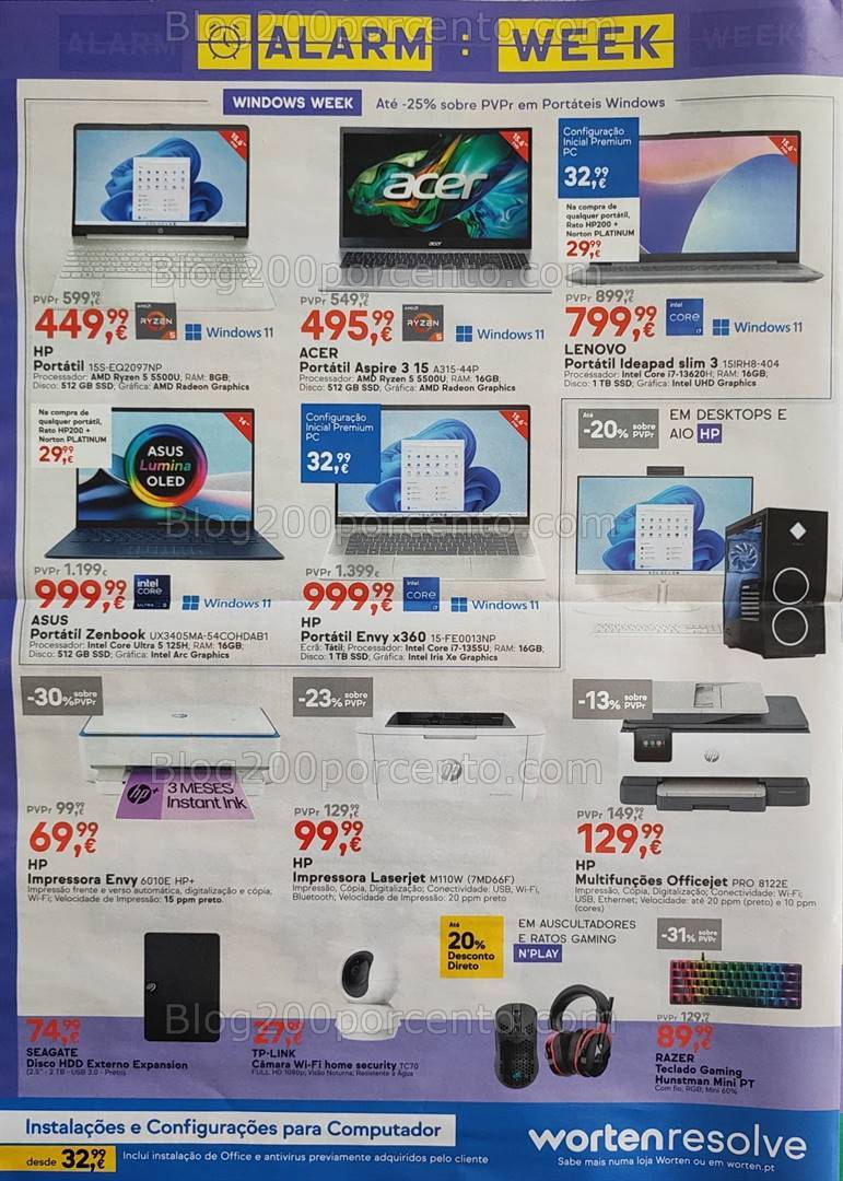 Antevisão Folheto WORTEN Alarm Week Promoções até 5 agosto