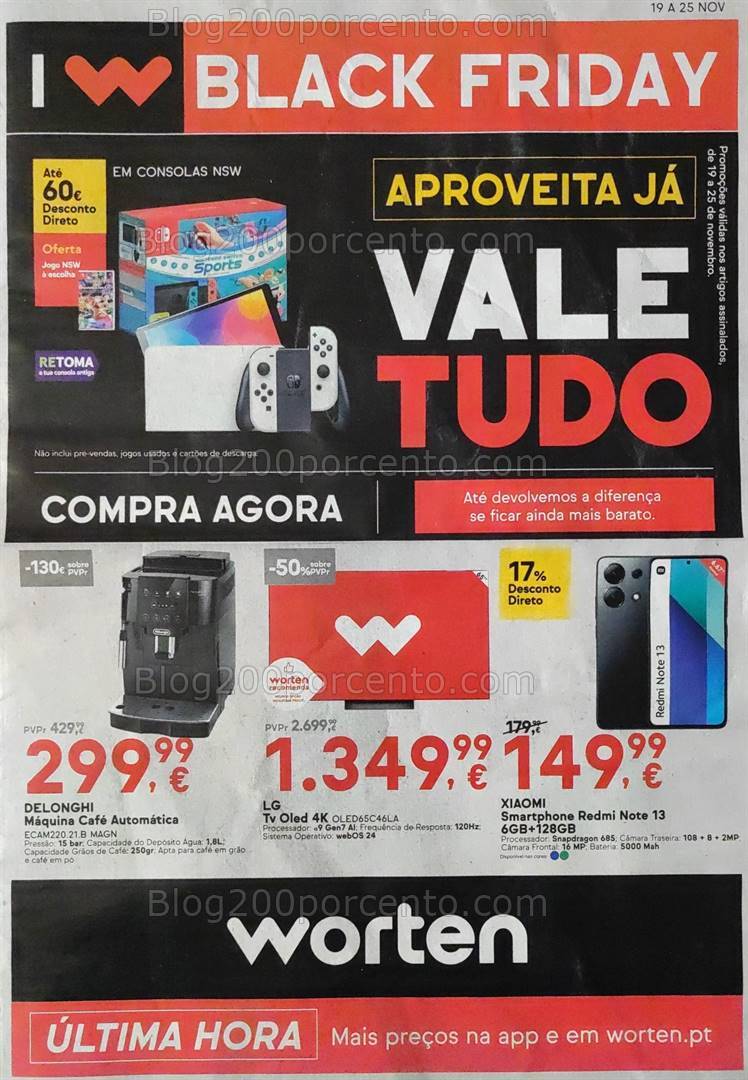 Antevisão Folheto WORTEN Black Friday Promoções de 19 a 25 novembro