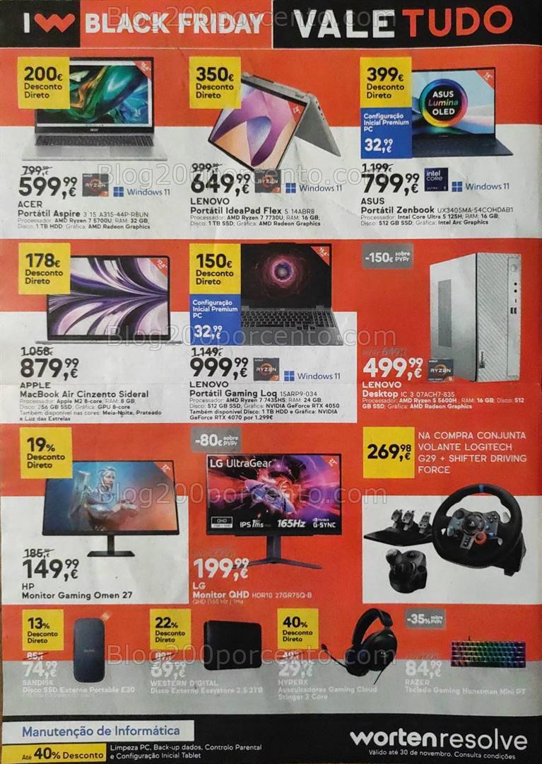 Antevisão Folheto WORTEN Black Friday Promoções de 19 a 25 novembro