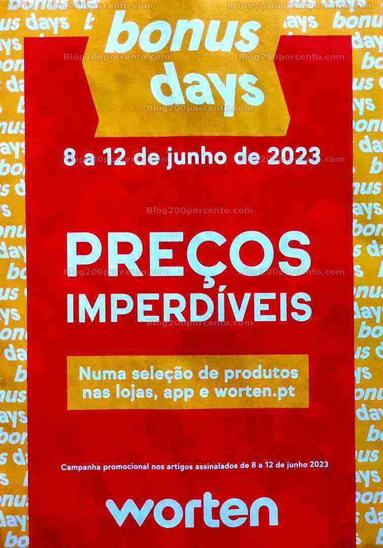 Antevisão Folheto WORTEN Bonus Days Promoções de 8 a 12 junho