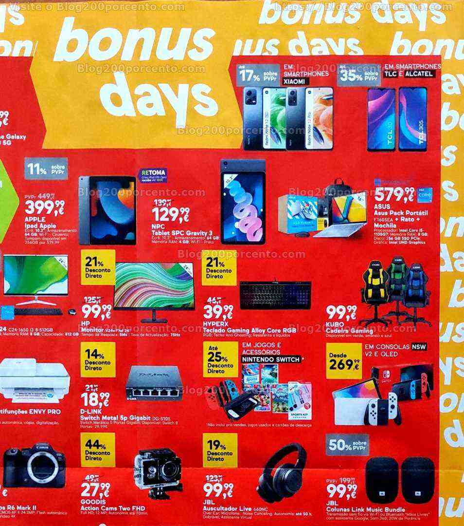 Antevisão Folheto WORTEN Bonus Days Promoções de 8 a 12 junho