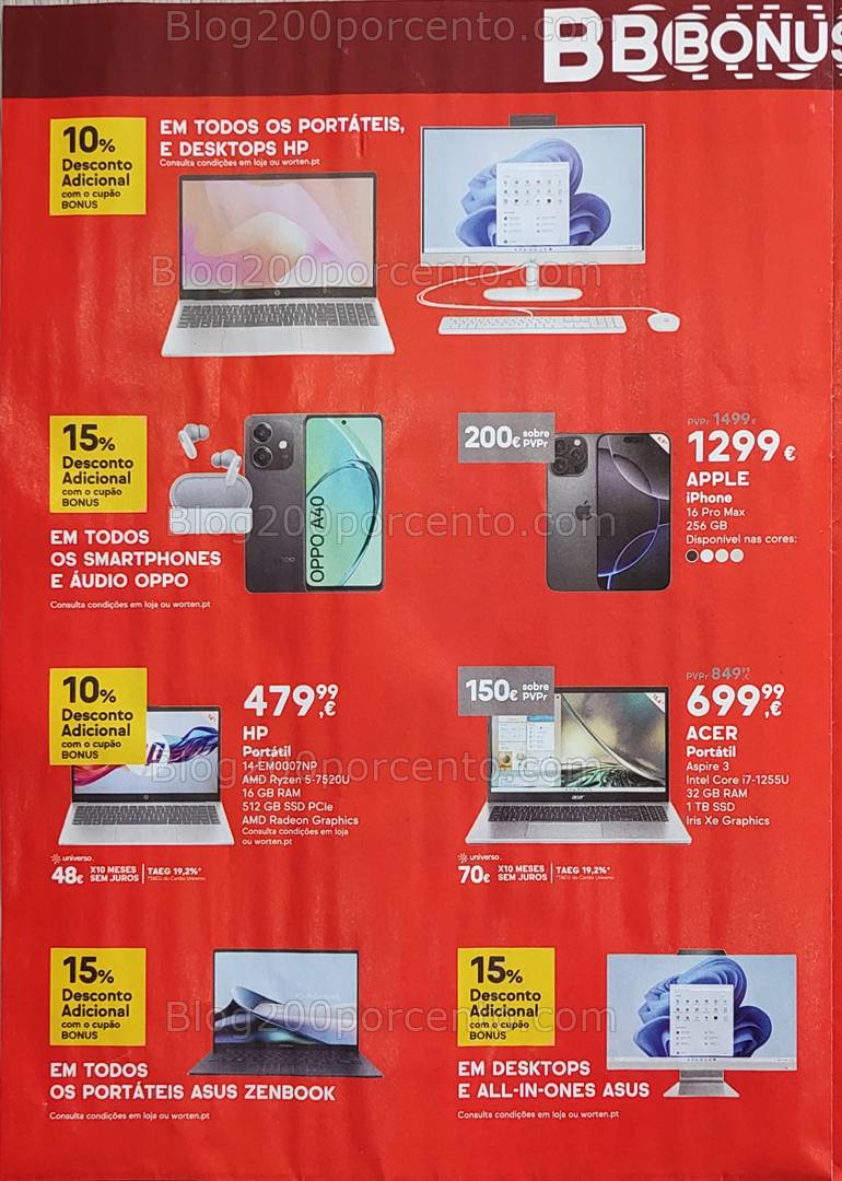 Antevisão Folheto WORTEN Bónus Days Promoções até 24 março