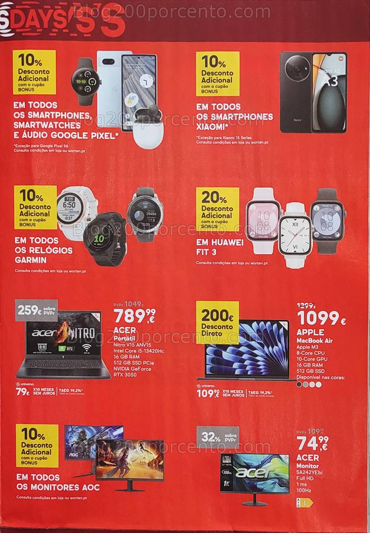 Antevisão Folheto WORTEN Bónus Days Promoções até 24 março