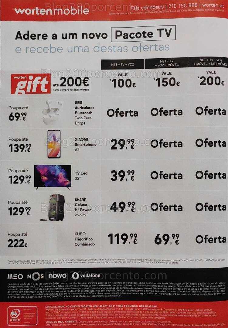 Antevisão Folheto WORTEN Mobile Promoções de 1 a 30 abril