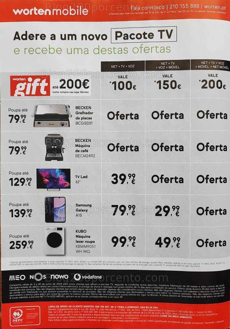 Antevisão Folheto WORTEN Mobile Promoções de 3 a 30 junho
