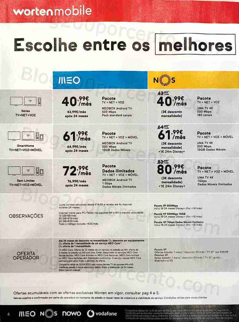Antevisão Folheto WORTEN Mobile Promoções até 30 abril