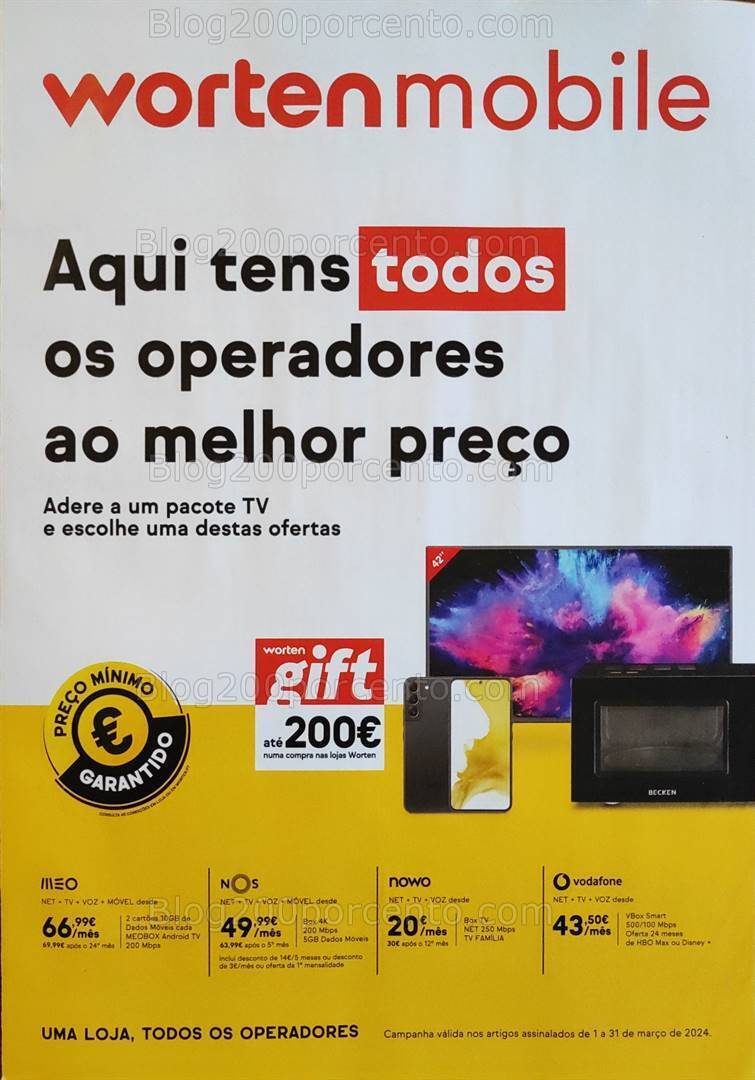 Antevisão Folheto WORTEN Mobile Promoções até 31 março
