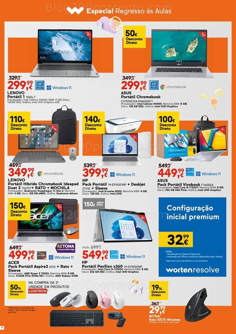 Antevisão Folheto WORTEN Regresso às Aulas Promoções de 22 a 30 agosto