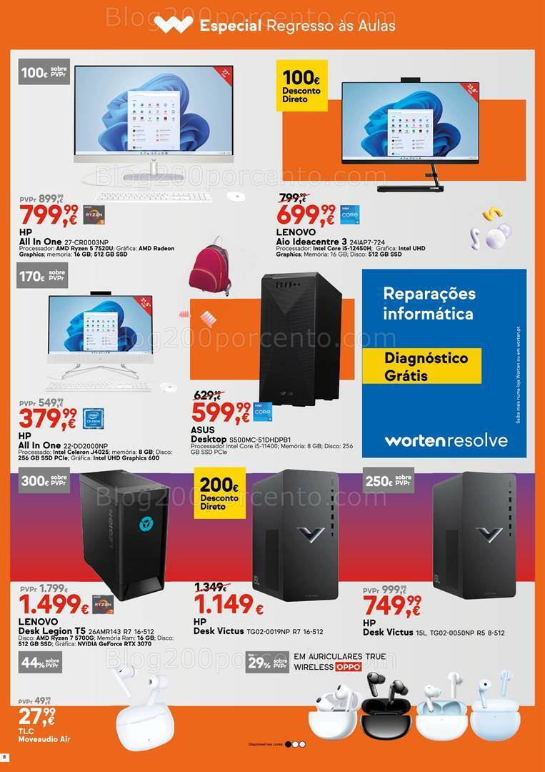 Antevisão Folheto WORTEN Regresso às Aulas Promoções de 22 a 30 agosto