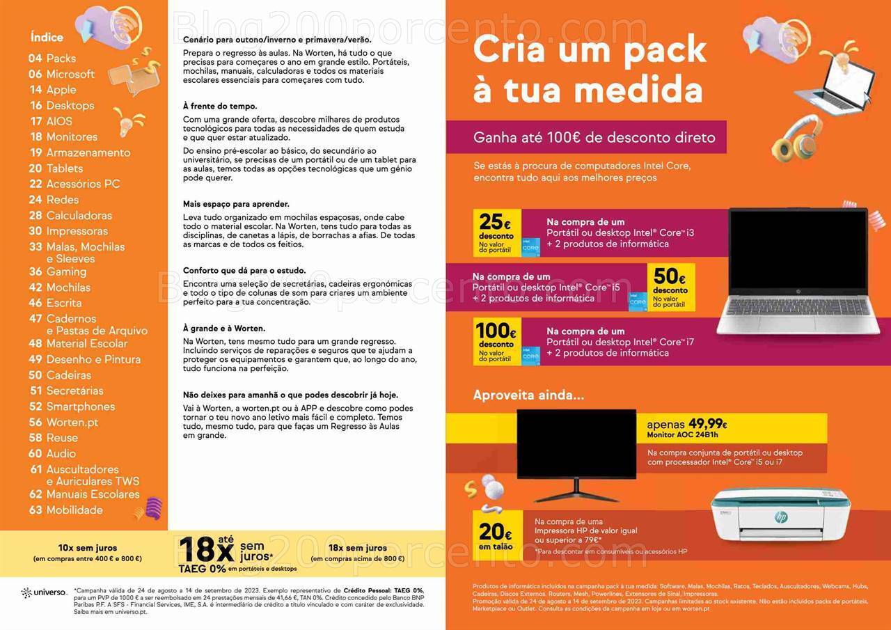 Antevisão Folheto WORTEN Regresso às Aulas Promoções 24 agosto a 14 setembro